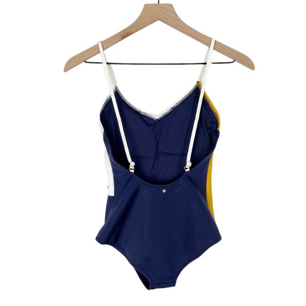 NWT Anthropologie Derek Lam Front Laced Up Color Blocked One Piece Swimsuit New - Picture 8 of 9